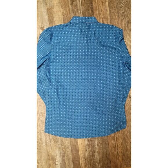 Mens Shirt Casual Dress Blue Pattern FRANKY MAX Button Up Front Large - Picture 3 of 7